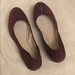 Tory Burch suede ballet flats.